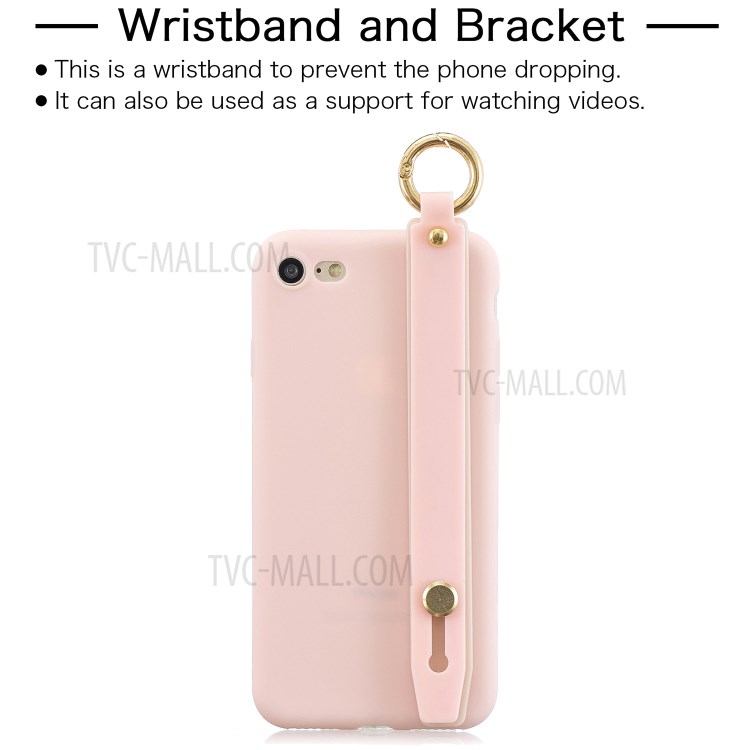 TPU Phone Case with Handy Strap Kickstand for iPhone 8 / 7 / SE (2nd Generation) - Light Pink-2
