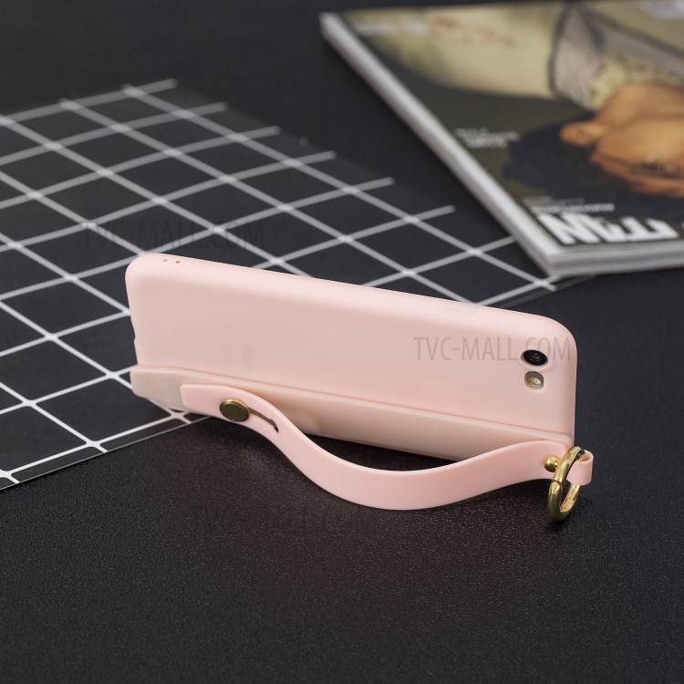 TPU Phone Case with Handy Strap Kickstand for iPhone 8 / 7 / SE (2nd Generation) - Light Pink-6
