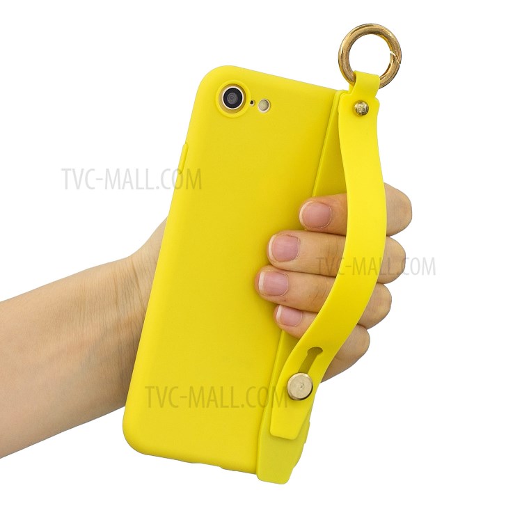 TPU Phone Case with Handy Strap Kickstand for iPhone 8 / 7 / SE (2nd Generation) - Yellow-1