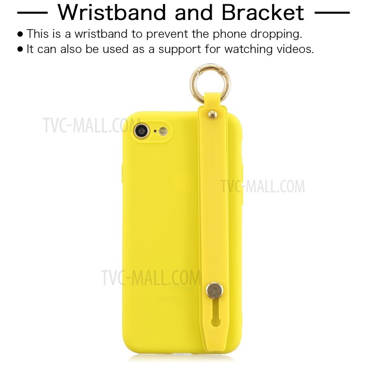 TPU Phone Case with Handy Strap Kickstand for iPhone 8 / 7 / SE (2nd Generation) - Yellow-2