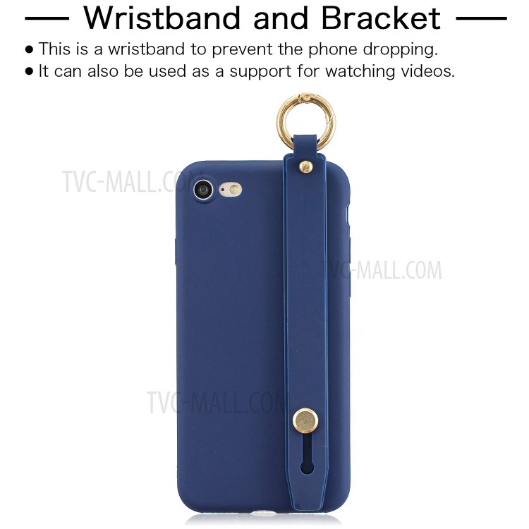 TPU Phone Case with Handy Strap Kickstand for iPhone 8 / 7 / SE (2nd Generation) - Dark Blue-2