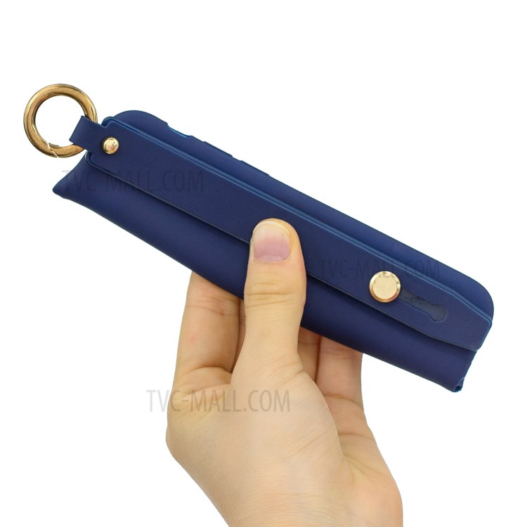 TPU Phone Case with Handy Strap Kickstand for iPhone 8 / 7 / SE (2nd Generation) - Dark Blue-4