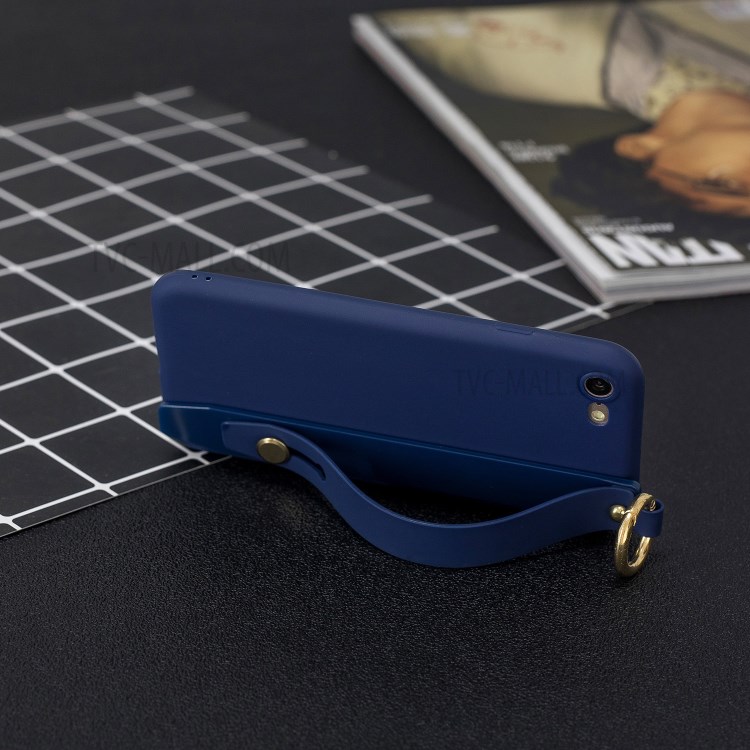 TPU Phone Case with Handy Strap Kickstand for iPhone 8 / 7 / SE (2nd Generation) - Dark Blue-6