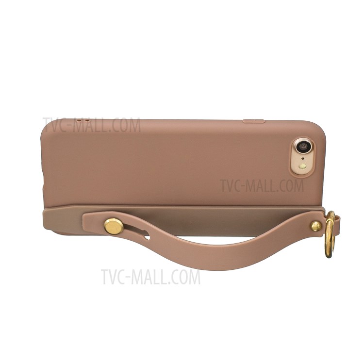 TPU Phone Case with Handy Strap Kickstand for iPhone 8 / 7 / SE (2nd Generation) - Brown-3