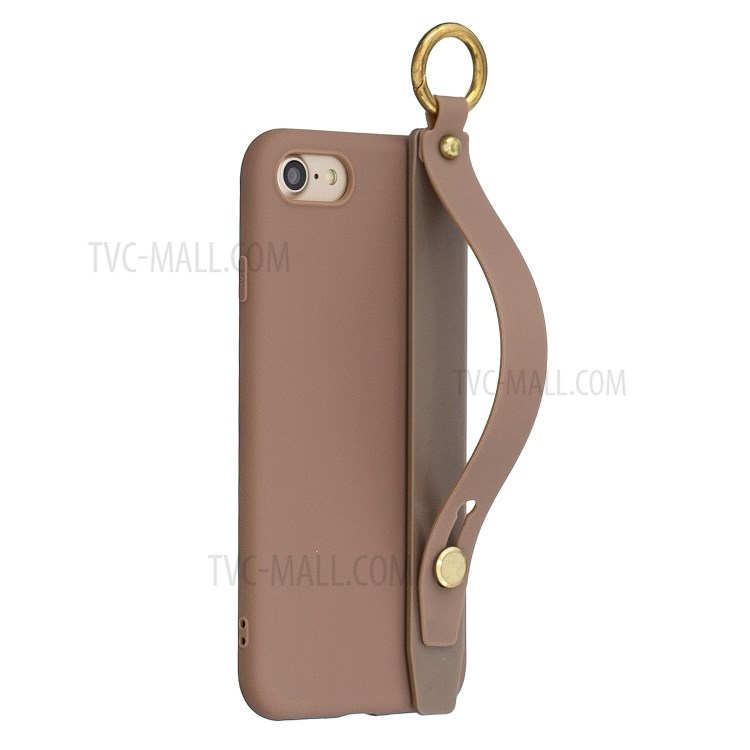 TPU Phone Case with Handy Strap Kickstand for iPhone 8 / 7 / SE (2nd Generation) - Brown-5
