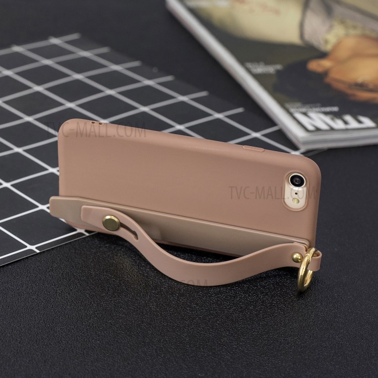 TPU Phone Case with Handy Strap Kickstand for iPhone 8 / 7 / SE (2nd Generation) - Brown-6