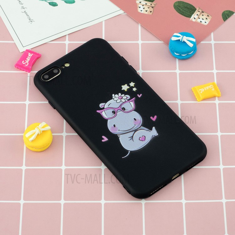 Pattern Printing TPU Gel Protective Phone Case with Wrist Strap for iPhone 7 Plus/8 Plus 5.5 inch - Hippo-9