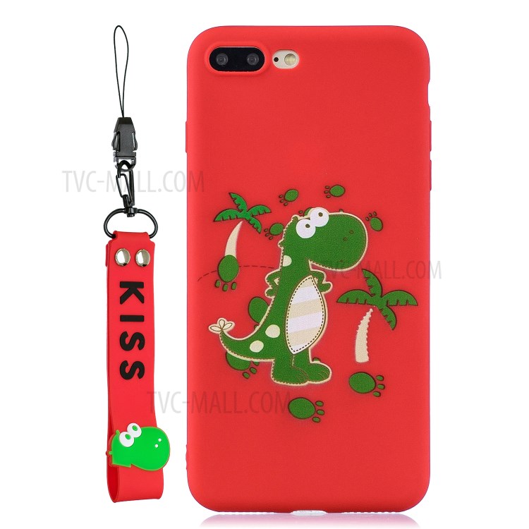 Pattern Printing TPU Gel Protective Phone Case with Wrist Strap for iPhone 7 Plus/8 Plus 5.5 inch - Dinosaur-8