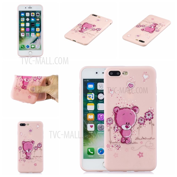 Pattern Printing TPU Gel Protective Phone Case with Wrist Strap for iPhone 7 Plus/8 Plus 5.5 inch - Bear-7