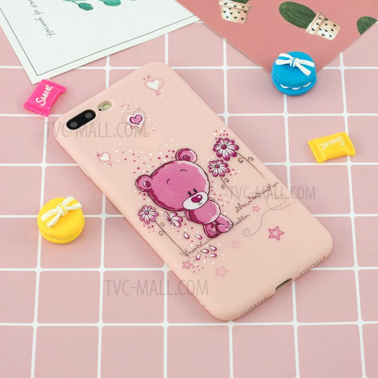 Pattern Printing TPU Gel Protective Phone Case with Wrist Strap for iPhone 7 Plus/8 Plus 5.5 inch - Bear-9