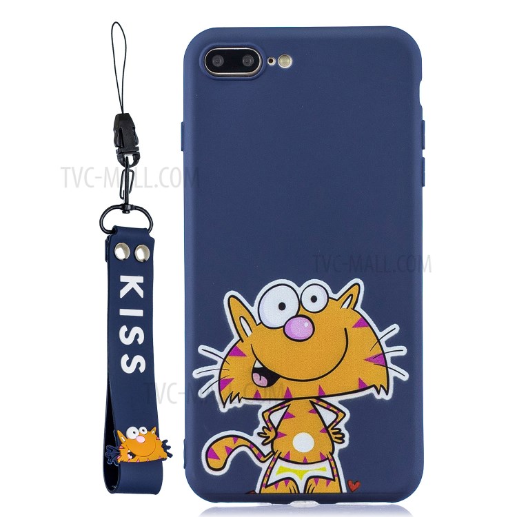 Pattern Printing TPU Gel Protective Phone Case with Wrist Strap for iPhone 7 Plus/8 Plus 5.5 inch - Tiger-8