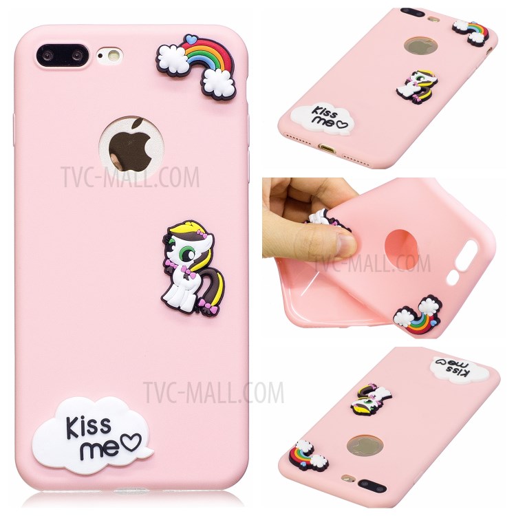3D Cartoon Pattern Soft TPU Mobile Case for iPhone 8 Plus / 7 Plus 5.5-inch - Pink-1