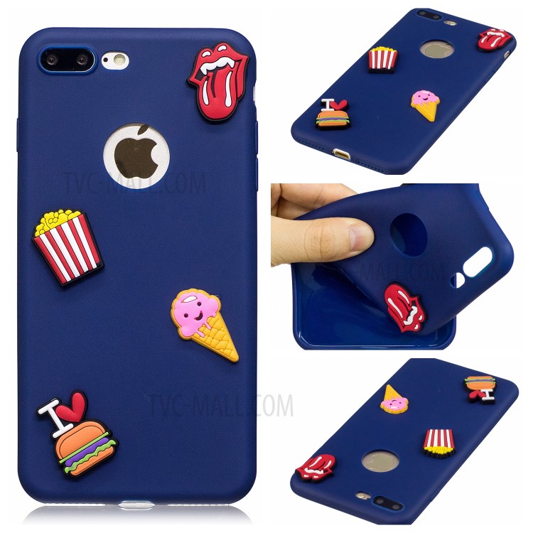 3D Cartoon Pattern Soft TPU Mobile Case for iPhone 8 Plus / 7 Plus 5.5-inch - Dark Blue-1