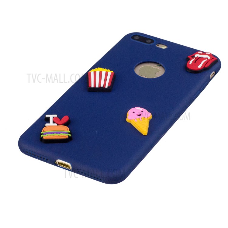 3D Cartoon Pattern Soft TPU Mobile Case for iPhone 8 Plus / 7 Plus 5.5-inch - Dark Blue-3