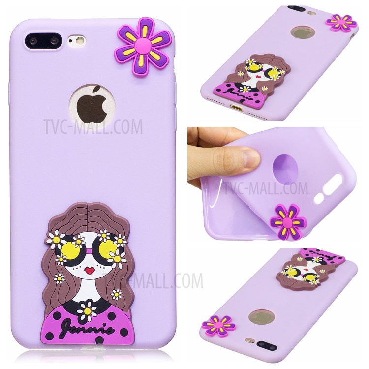 3D Cartoon Pattern Soft TPU Mobile Case for iPhone 8 Plus / 7 Plus 5.5-inch - Purple-1