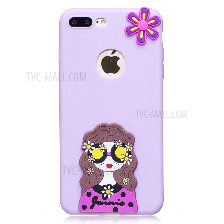 3D Cartoon Pattern Soft TPU Mobile Case for iPhone 8 Plus / 7 Plus 5.5-inch - Purple-2