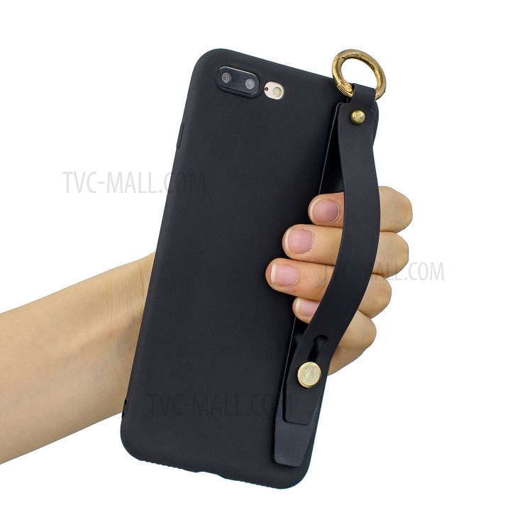 Hand Strap Kickstand Soft TPU Phone Case for iPhone 7 Plus/8 Plus 5.5 inch - Black-1