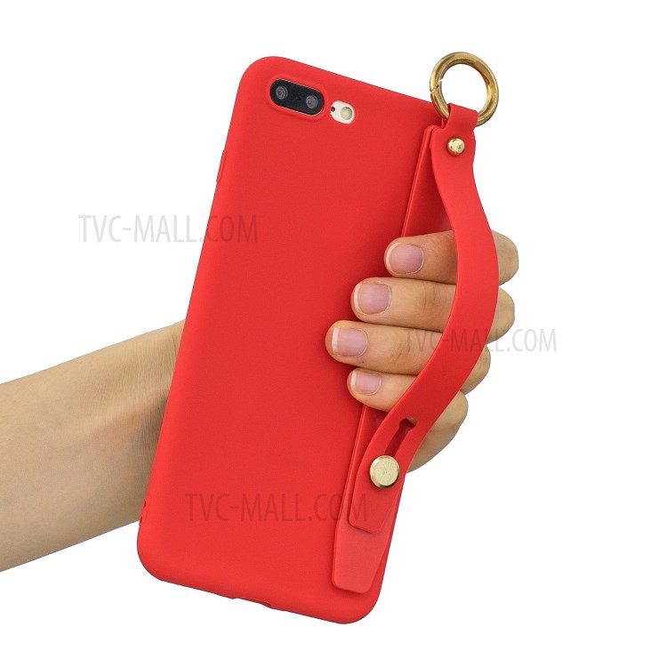 Hand Strap Kickstand Soft TPU Phone Case for iPhone 7 Plus/8 Plus 5.5 inch - Red-1