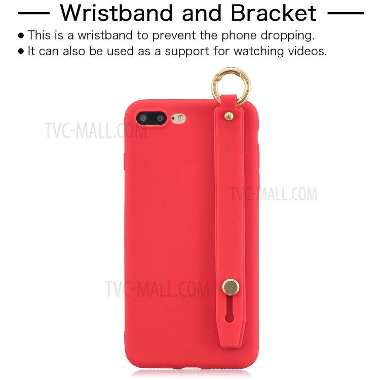 Hand Strap Kickstand Soft TPU Phone Case for iPhone 7 Plus/8 Plus 5.5 inch - Red-2