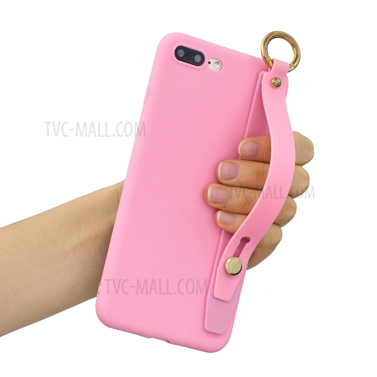 Hand Strap Kickstand Soft TPU Phone Case for iPhone 7 Plus/8 Plus 5.5 inch - Hot Pink-1