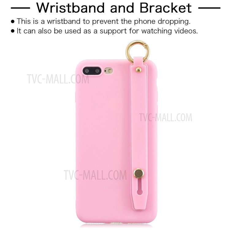 Hand Strap Kickstand Soft TPU Phone Case for iPhone 7 Plus/8 Plus 5.5 inch - Hot Pink-2