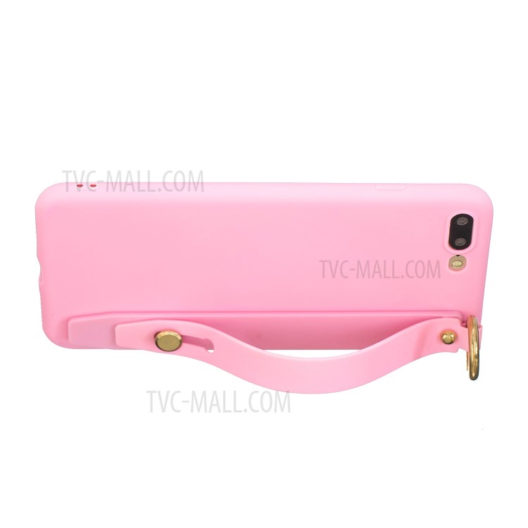 Hand Strap Kickstand Soft TPU Phone Case for iPhone 7 Plus/8 Plus 5.5 inch - Hot Pink-3