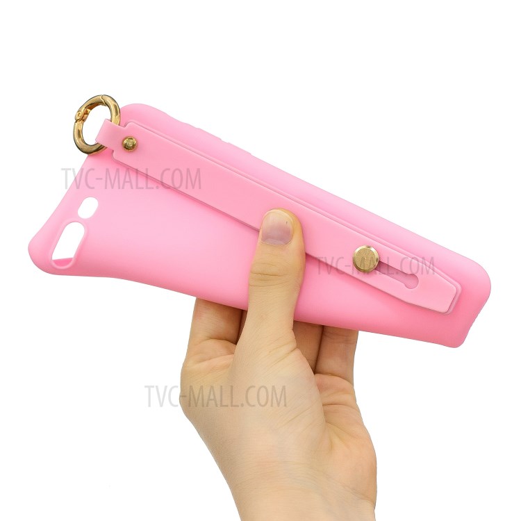 Hand Strap Kickstand Soft TPU Phone Case for iPhone 7 Plus/8 Plus 5.5 inch - Hot Pink-4