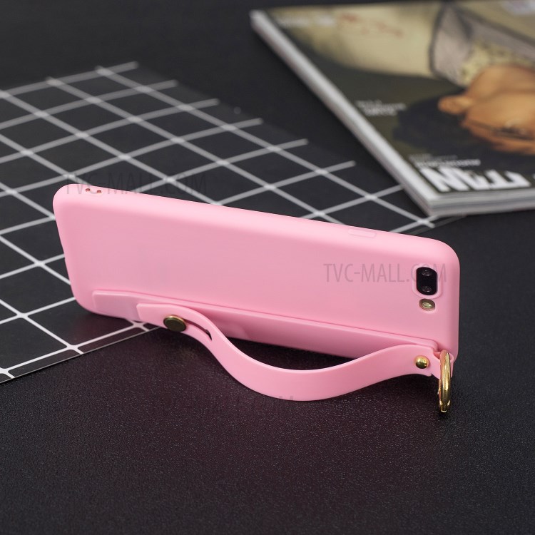 Hand Strap Kickstand Soft TPU Phone Case for iPhone 7 Plus/8 Plus 5.5 inch - Hot Pink-6