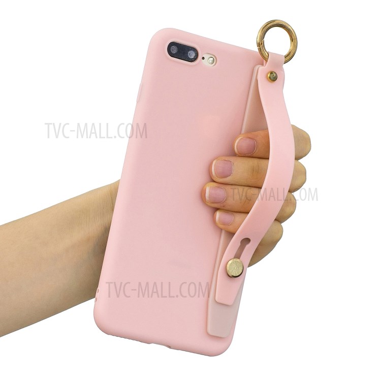 Hand Strap Kickstand Soft TPU Phone Case for iPhone 7 Plus/8 Plus 5.5 inch - Pink-1