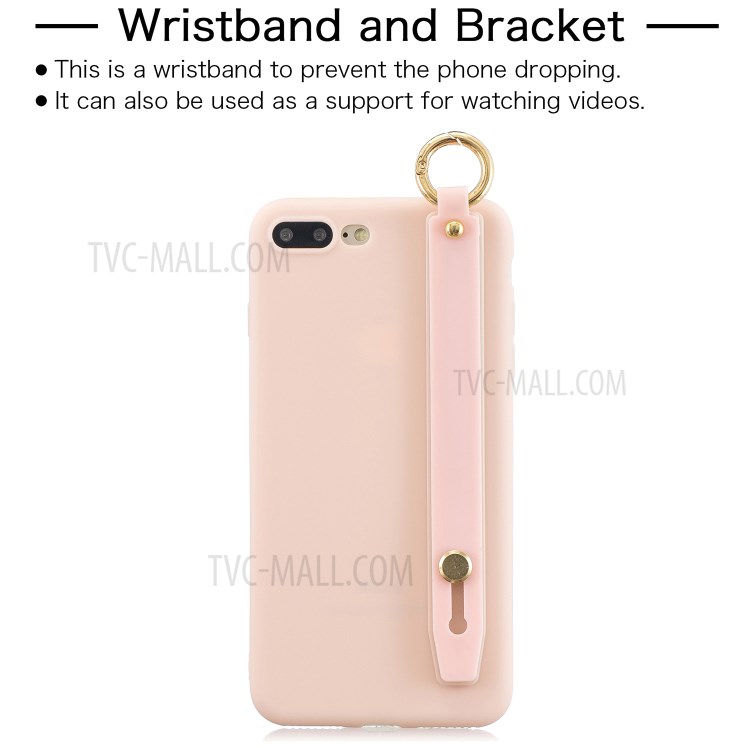 Hand Strap Kickstand Soft TPU Phone Case for iPhone 7 Plus/8 Plus 5.5 inch - Pink-2