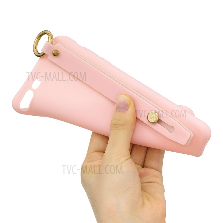 Hand Strap Kickstand Soft TPU Phone Case for iPhone 7 Plus/8 Plus 5.5 inch - Pink-4