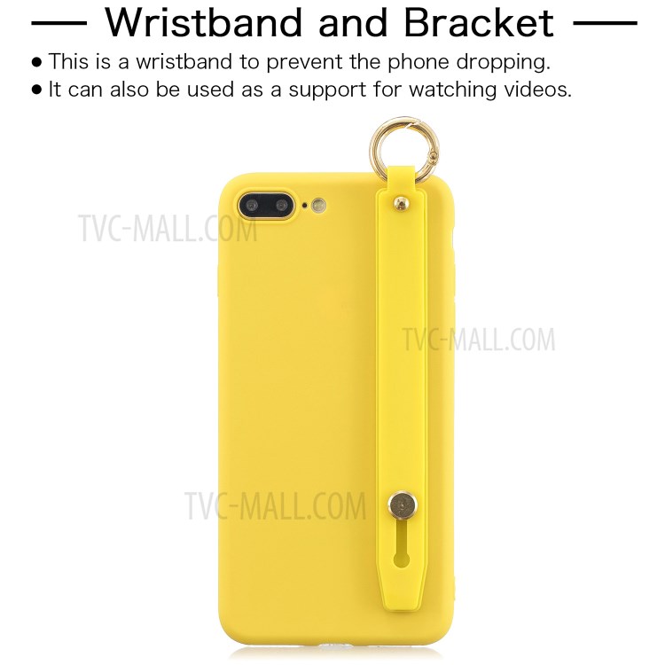 Hand Strap Kickstand Soft TPU Phone Case for iPhone 7 Plus/8 Plus 5.5 inch - Yellow-2