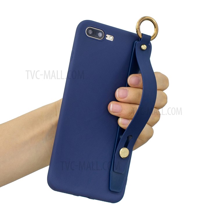 Hand Strap Kickstand Soft TPU Phone Case for iPhone 7 Plus/8 Plus 5.5 inch - Dark Blue-1