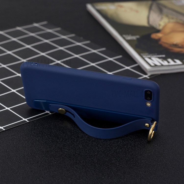 Hand Strap Kickstand Soft TPU Phone Case for iPhone 7 Plus/8 Plus 5.5 inch - Dark Blue-6