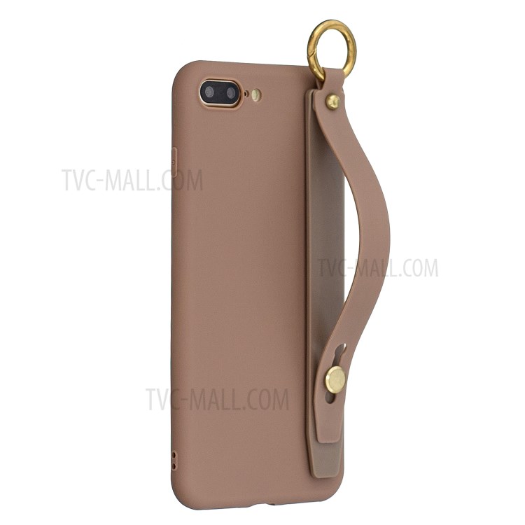 Hand Strap Kickstand Soft TPU Phone Case for iPhone 7 Plus/8 Plus 5.5 inch - Brown-1