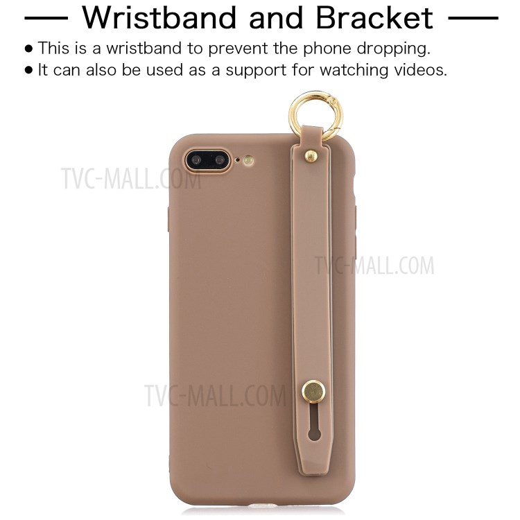 Hand Strap Kickstand Soft TPU Phone Case for iPhone 7 Plus/8 Plus 5.5 inch - Brown-2