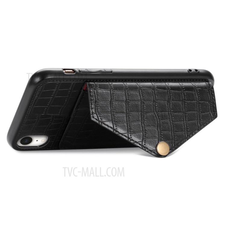 Crocodile Texture Phone Case Card Holder for Apple iPhone XR 6.1 inch - Black-7