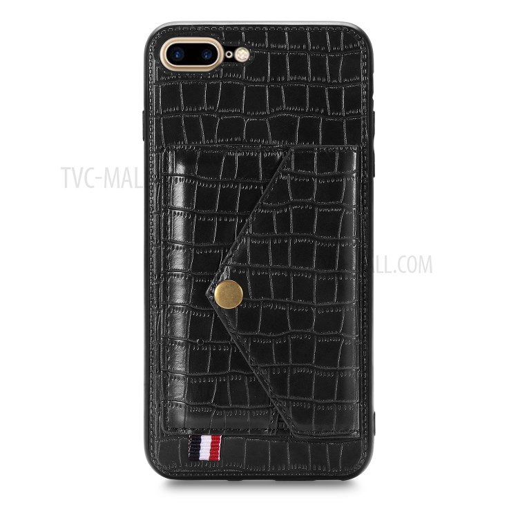 Crocodile Skin Card Holder PU Leather Coated Phone Case for iPhone 7 Plus/8 Plus 5.5 inch - Black-2