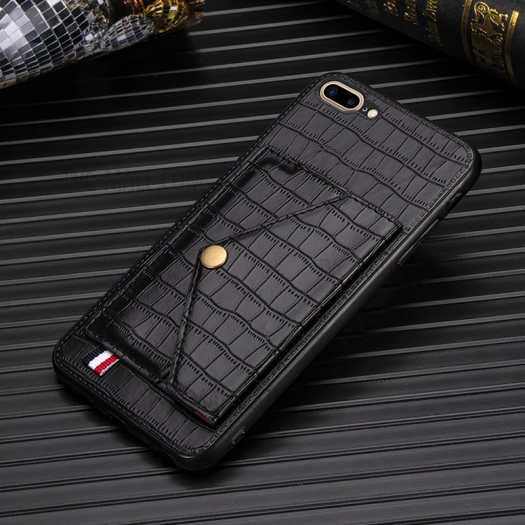 Crocodile Skin Card Holder PU Leather Coated Phone Case for iPhone 7 Plus/8 Plus 5.5 inch - Black-5