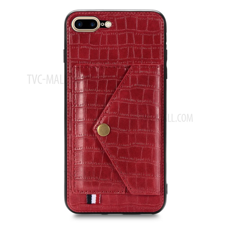 Crocodile Skin Card Holder PU Leather Coated Phone Case for iPhone 7 Plus/8 Plus 5.5 inch - Red-2