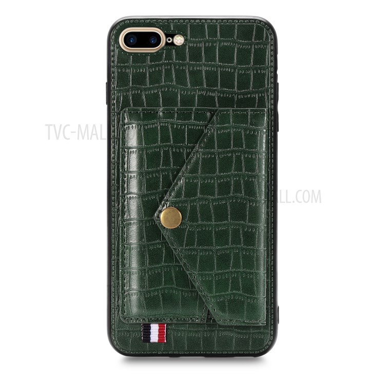 Crocodile Skin Card Holder PU Leather Coated Phone Case for iPhone 7 Plus/8 Plus 5.5 inch - Green-2