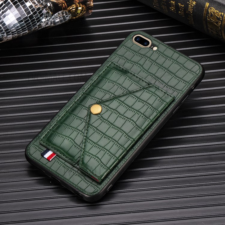 Crocodile Skin Card Holder PU Leather Coated Phone Case for iPhone 7 Plus/8 Plus 5.5 inch - Green-5