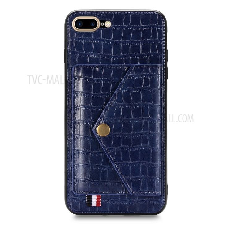 Crocodile Skin Card Holder PU Leather Coated Phone Case for iPhone 7 Plus/8 Plus 5.5 inch - Blue-2