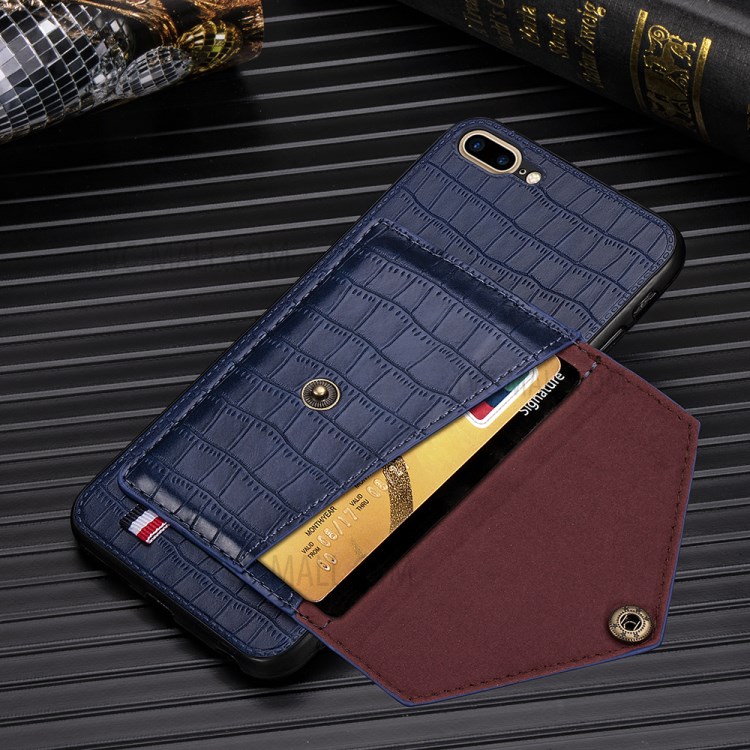 Crocodile Skin Card Holder PU Leather Coated Phone Case for iPhone 7 Plus/8 Plus 5.5 inch - Blue-6