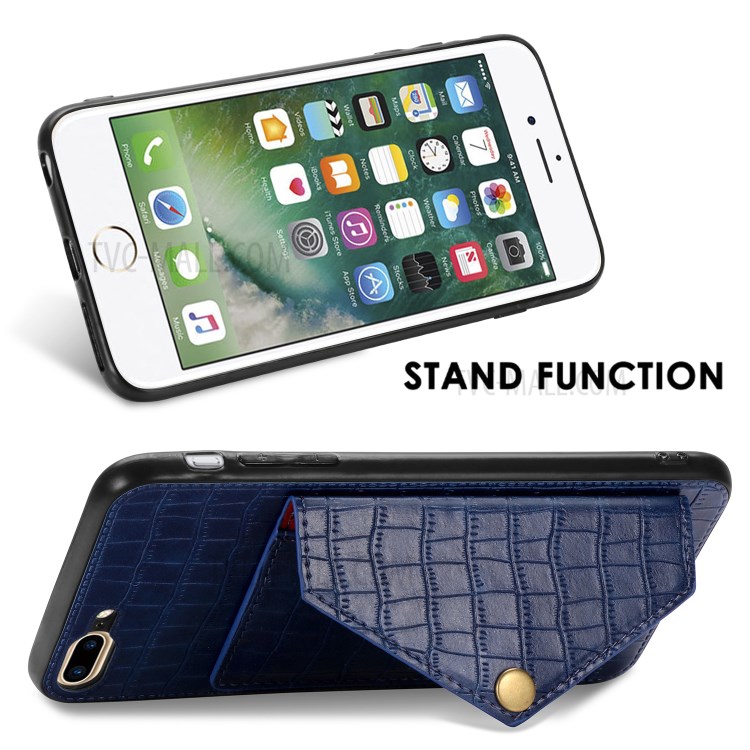 Crocodile Skin Card Holder PU Leather Coated Phone Case for iPhone 7 Plus/8 Plus 5.5 inch - Blue-7