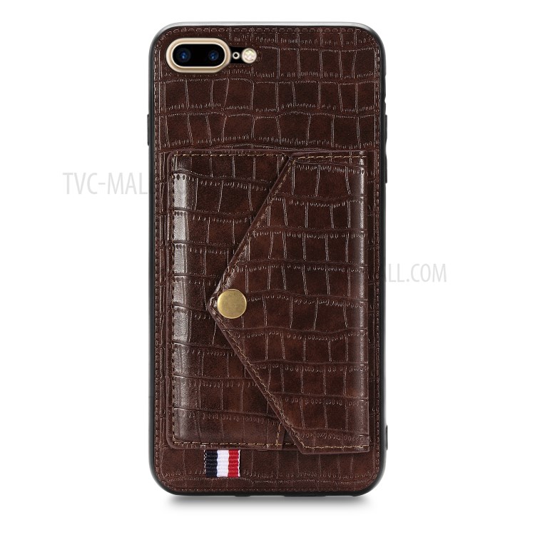 Crocodile Skin Card Holder PU Leather Coated Phone Case for iPhone 7 Plus/8 Plus 5.5 inch - Brown-2