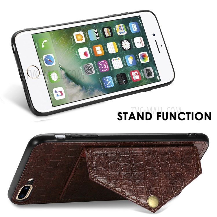 Crocodile Skin Card Holder PU Leather Coated Phone Case for iPhone 7 Plus/8 Plus 5.5 inch - Brown-7