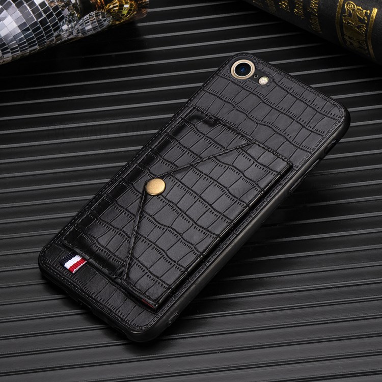 Crocodile Skin with Card Holder PU Leather Coated Phone Case for iPhone 7/8/SE (2nd Generation) - Black-5