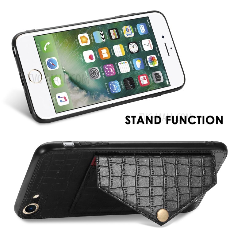 Crocodile Skin with Card Holder PU Leather Coated Phone Case for iPhone 7/8/SE (2nd Generation) - Black-7