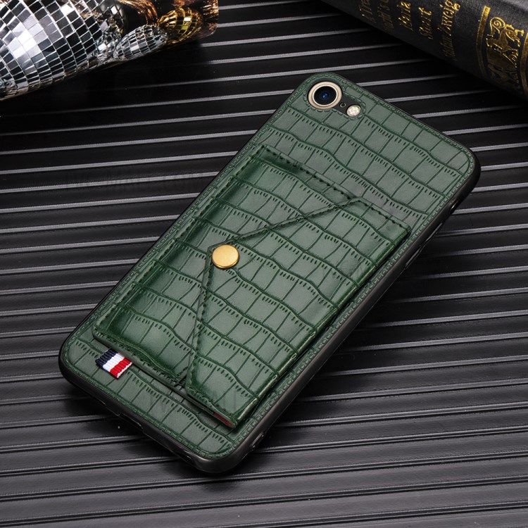 Crocodile Skin with Card Holder PU Leather Coated Phone Case for iPhone 7/8/SE (2nd Generation) - Green-5